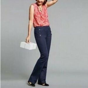 NWT CAbi Mariner Nautical Sailor Trouser Pants Navy #5077 size 8 Long